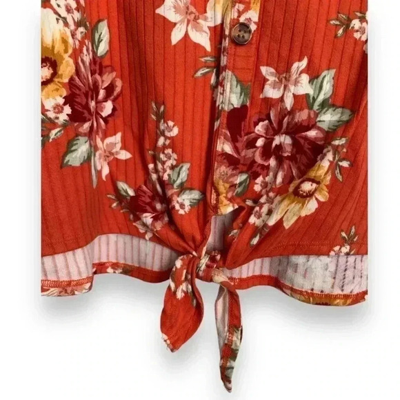 ❄️3/$15❄️ Bobbie Brooks Womens Shirt Coral with Flowers Size 2X Crochet Lace - Picture 3 of 7